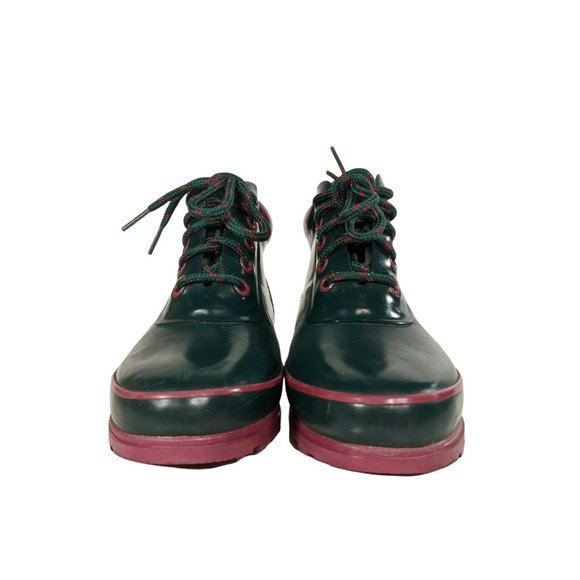 Vintage Sporto Thermolite Green & Mauve Lace Up Duck Rain Boots Women's Size 6 - Picture 4 of 9